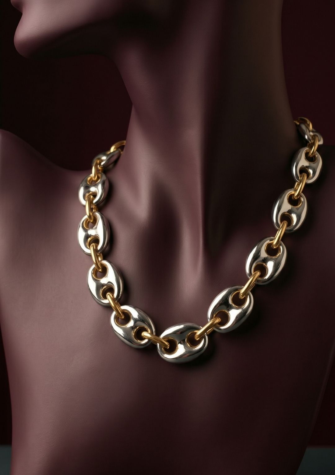 Gold & Silver Büyük Halka Zincir Kolye – Modern Statement Kadın Kolye - Görsel 2