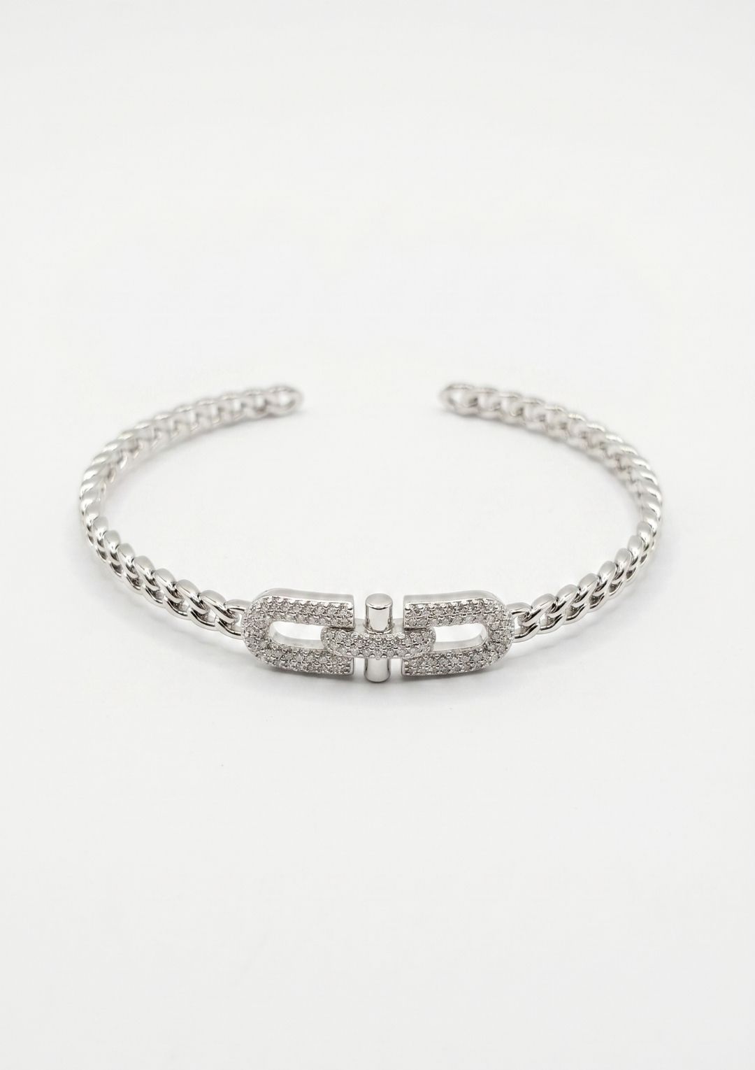 Zirkon Taşlı Link Detaylı Silver – Modern Kadın Kelepçe - Görsel 4
