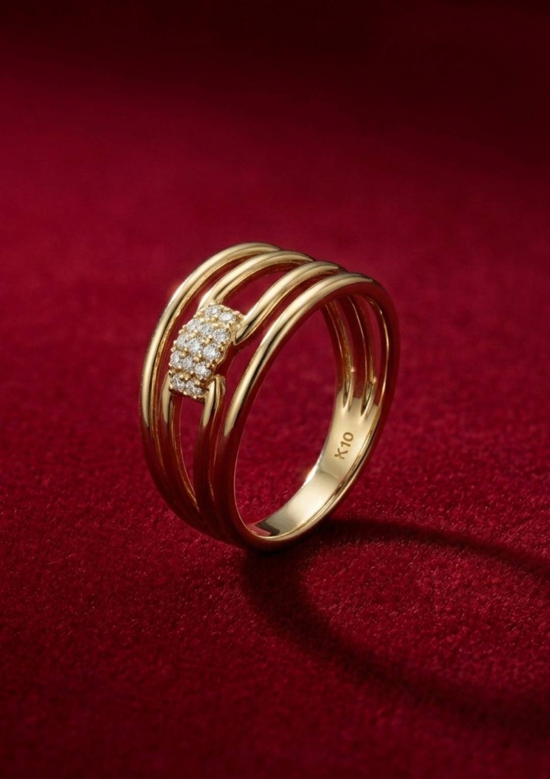 Gold Taş Detaylı Çoklu Halka Kadın Çelik – Modern Minimal Luxury Yüzük