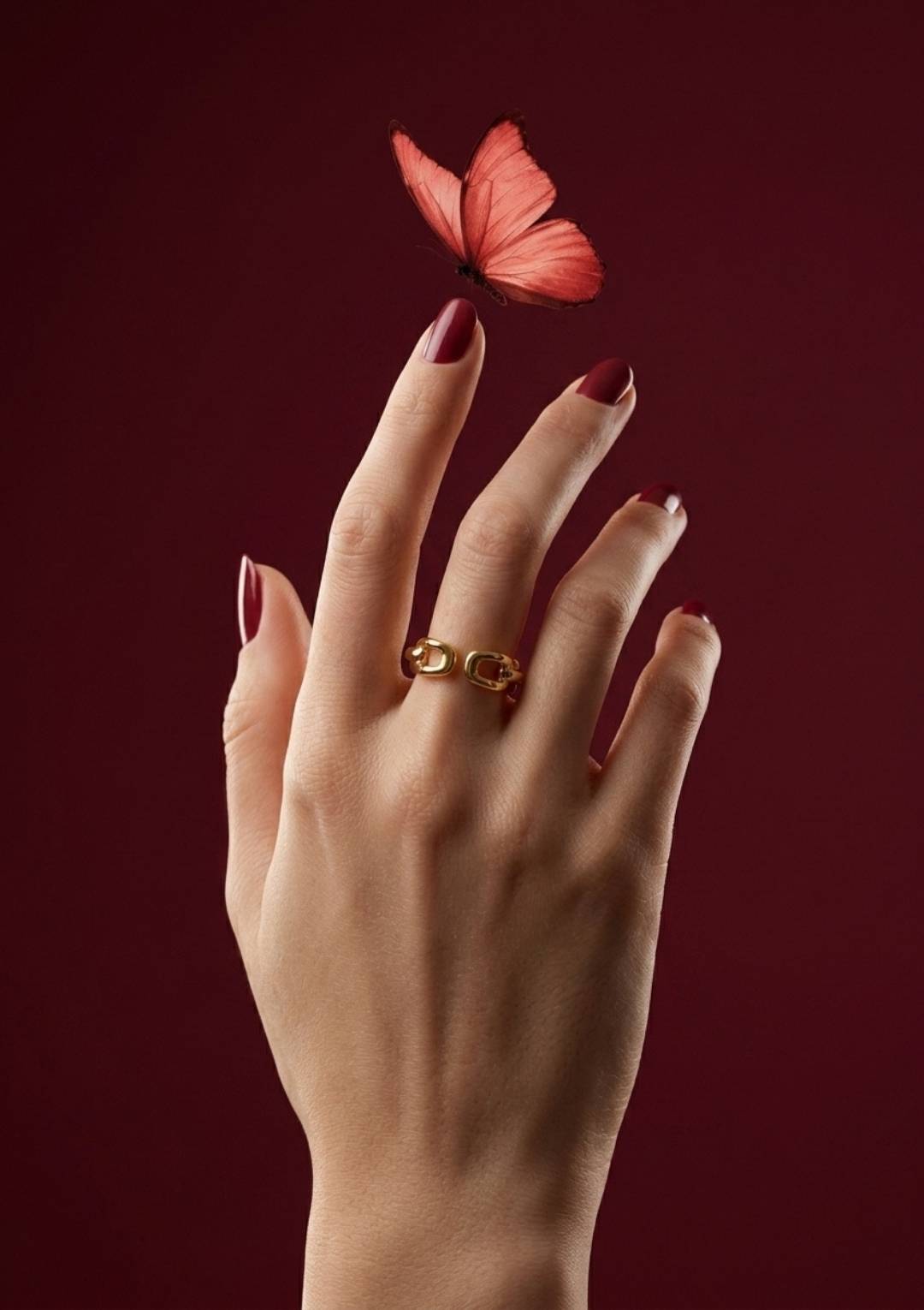 Gold Zincir Formlu Ayarlanabilir Kadın Çelik – Modern Minimal Yüzük - Görsel 4