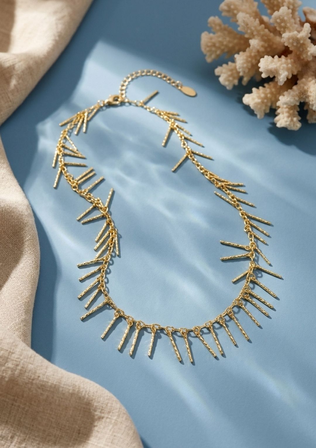 ZERA STEEL JEWELRY Saçaklı Gold Kolye - Görsel 2